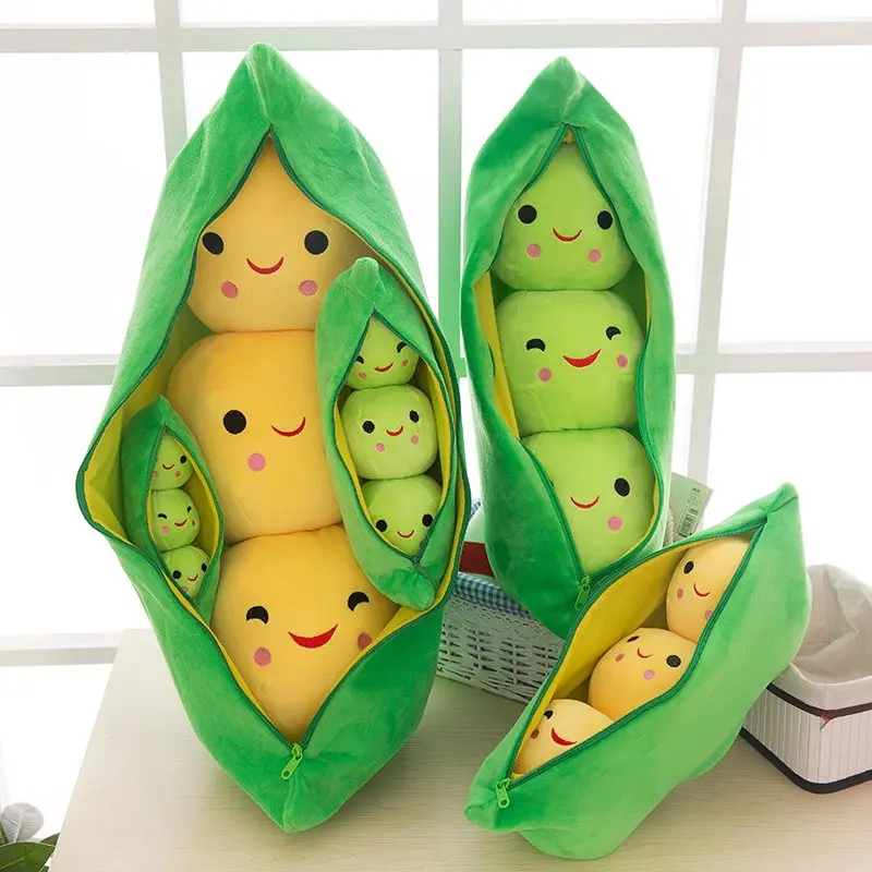 

1pc Pea pod plush toy cute bean pea shape sleeping pillow creative holiday gift can be cleaned disassembled filled plant doll