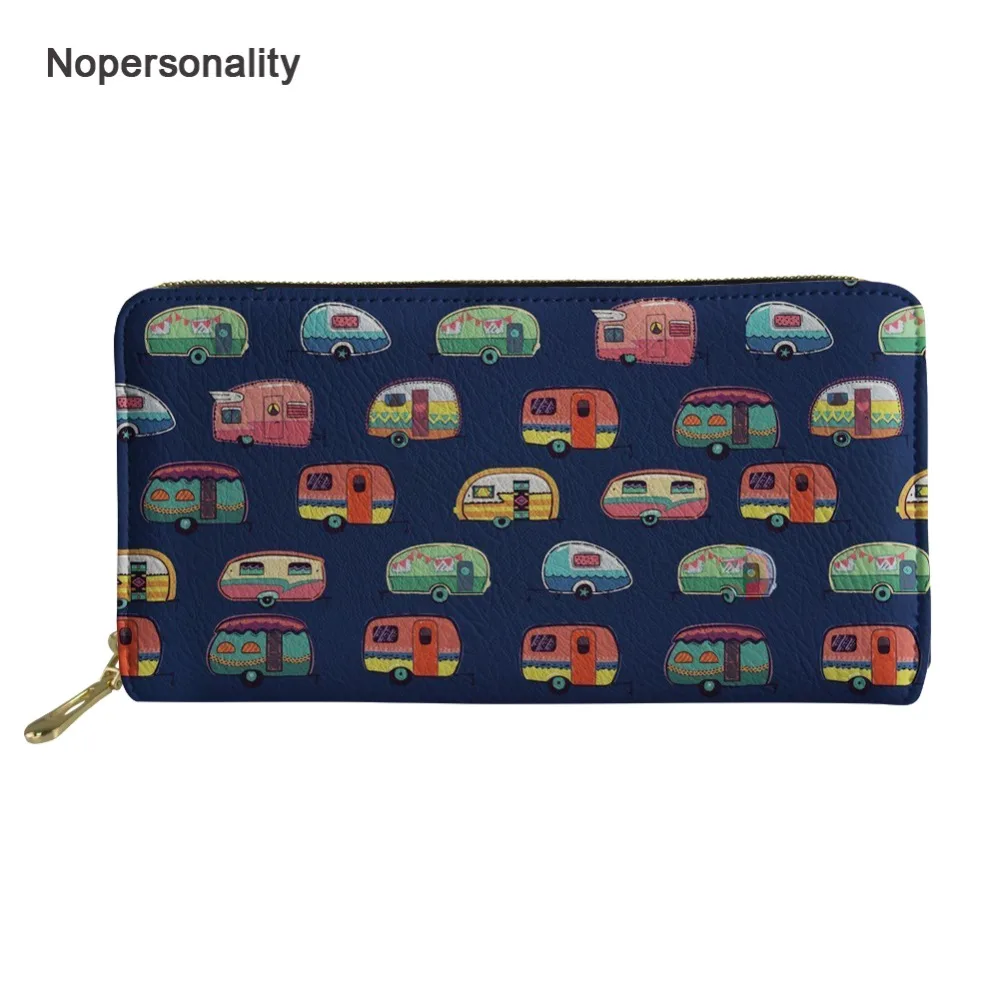 

Nopersonality Camper Caravan Pattern Credit Card Holders Casual Long Female Coin Purse Organizer Leather Wallets Zipper Closure