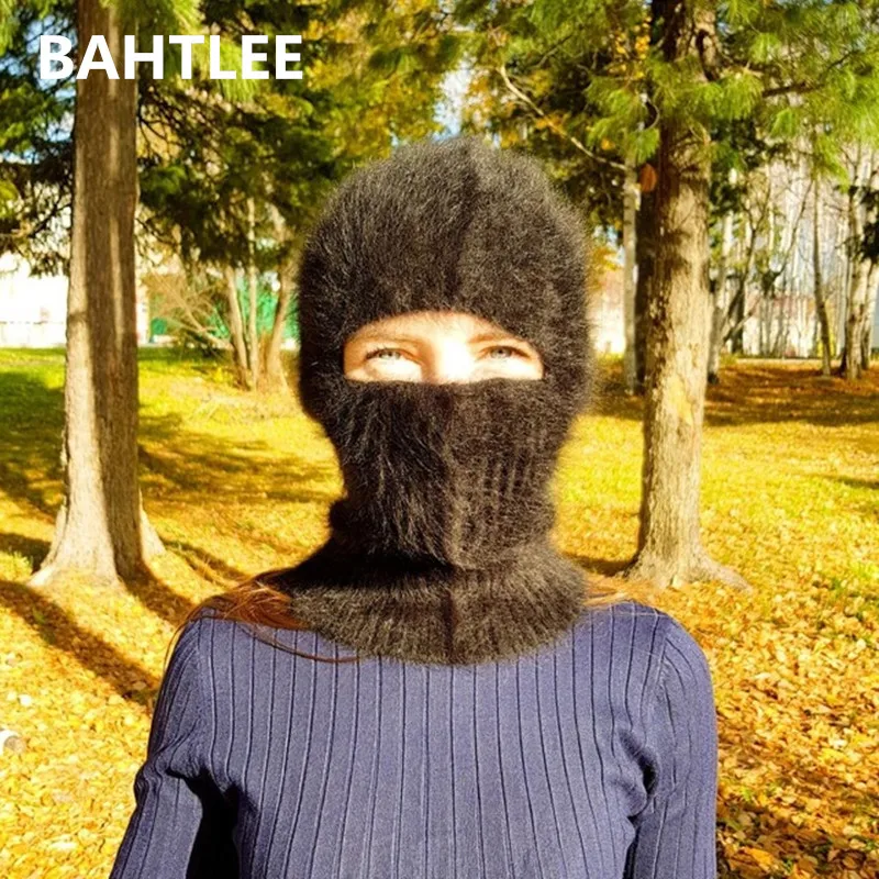 Зимняя Лыжная маска BAHTLEE Балаклава Ангорский кролик вязаная шапка шарф шейный