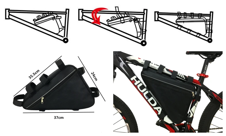 Flash Deal 36V 48V 60V 72V E-BIKE Electric Bicycle Triangle Battery Bag Black Bicycle Frame Triangle Bags Max load 126 cells 2