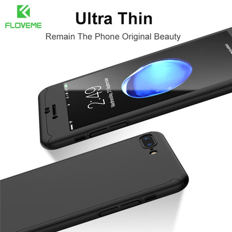 Floveme Корпус для телефона с полным покрытием iPhone 6 6S 7 8 Plus 5 5S SE Ультра тонкий жесткий