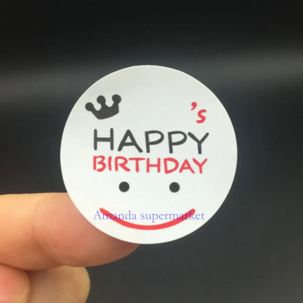 120pcs/lot 30*30mm Happy Birthday Sticker Smile Face DIY Sticker Hand