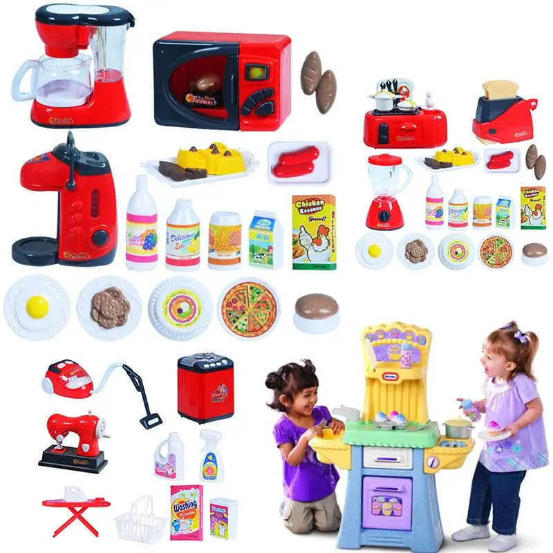 Kids Kitchen Toy House Play Roleplay Pretend Coffee Machine Vacuum Cleaner Microwave Machine