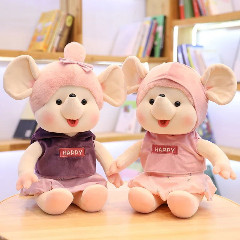 

30cm/45cm/60cm Three Colors Kawaii Couple Dressed Mouse Plush Toy Soft Cartoon Animal Sweater Mouse Stuffed Doll Girl Kid Gift