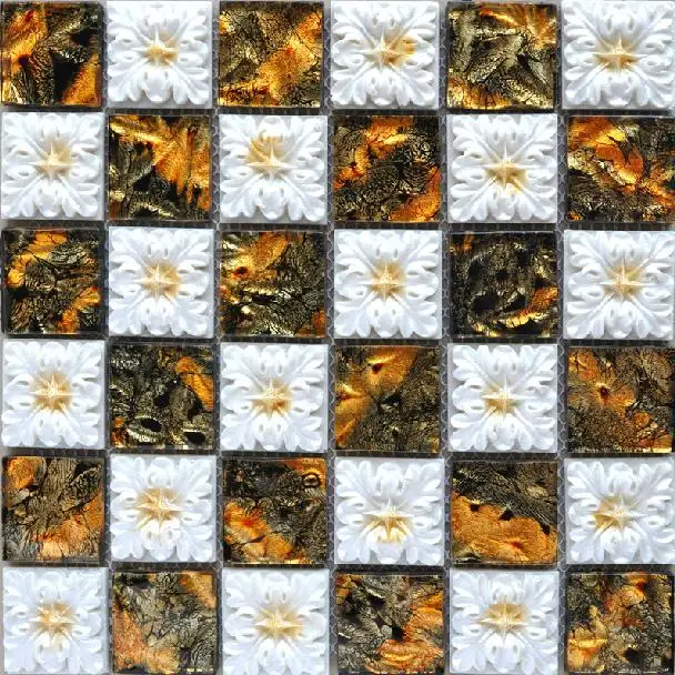Resin Gl Mosaic Tiles Golden Black Flower Pattern In Finish Resin Gl Mosaic Tiles Golden Black Flower Pattern In Finish Irregular Clic Ideas Design Hotel