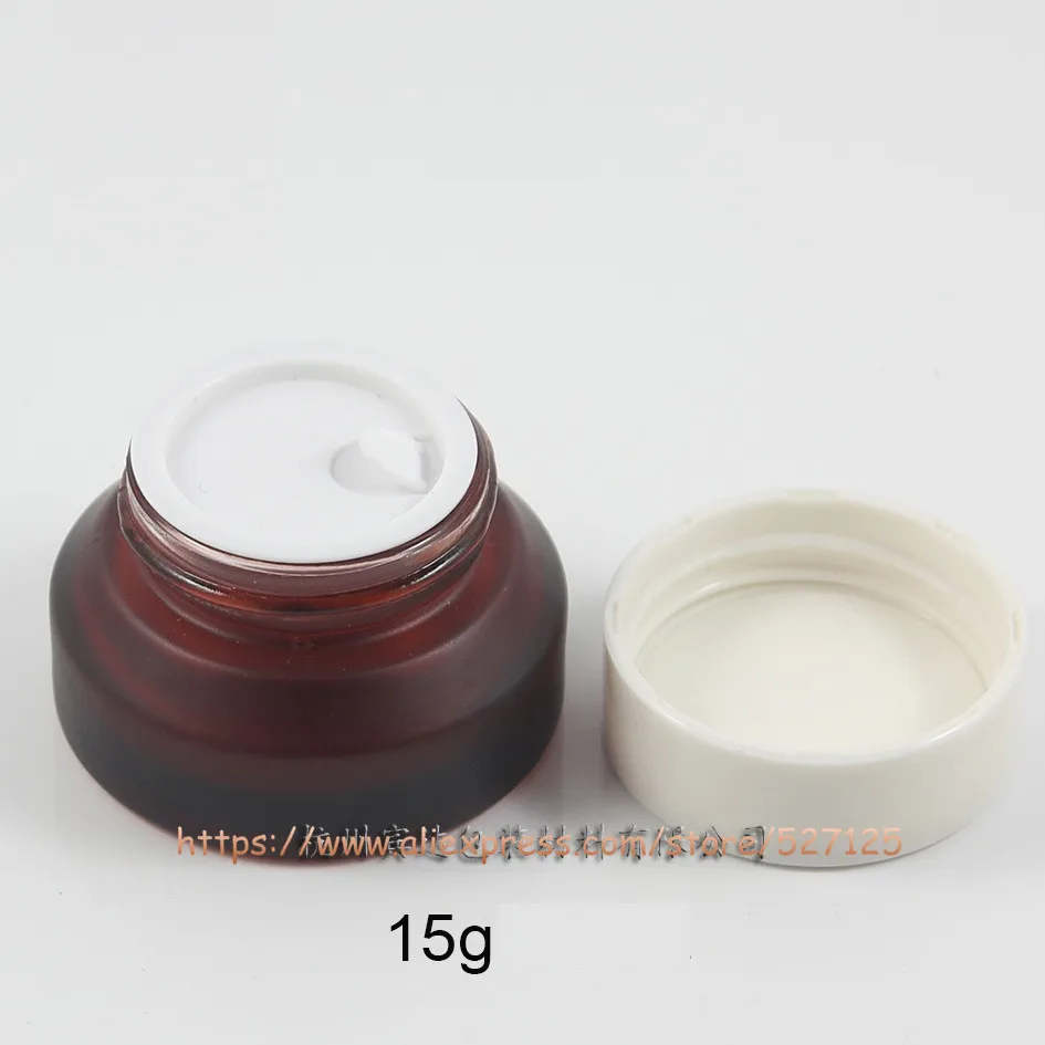 15g n white lid 15 г 30 г 50 г красная роза матовая(окрашенная) стеклянная банка с пластиковой крышкой, крема для век/крем-маска/Крем для лица/мини/контейнер для образцов - Цвет: 15g n white lid