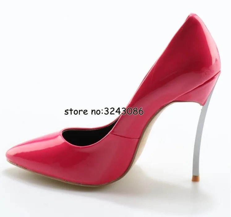 Women Pointed Toe Pumps Blade Metal High Heels Red Beige Stiletto Court Heeled 12 cm Pumps Slip-on Office Lady Shoes