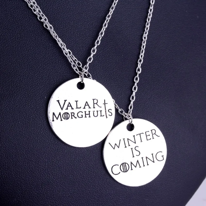 

MQCHUN Fashion Game of Thrones Jewelry Accessories Winter Is Coming And Valar Morghulis Necklace For Women Men Lover's Gift-30