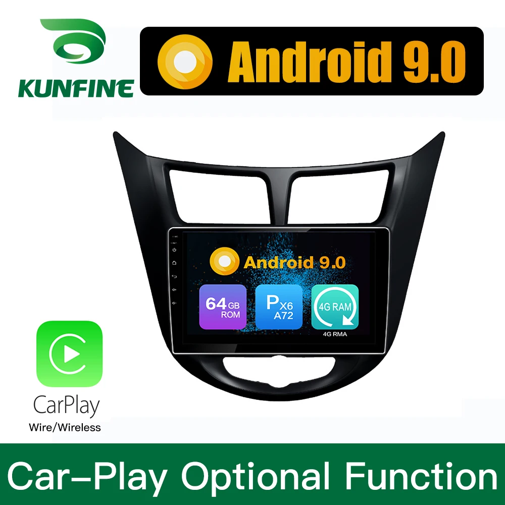 Android 9,0 Ram 4G Rom 64G PX6 Cortex A72 автомобильный DVD gps мультимедийный плеер стерео для hyundai Verna/Accent/Solaris 2010