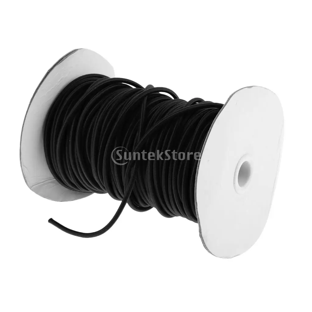 Black/Orange 4mm Marine Bungee Rope Shock Cord Car Truck Roof Racks Trailers Boats Kayaks Tie Down 0.5 2 20 30 50 75m