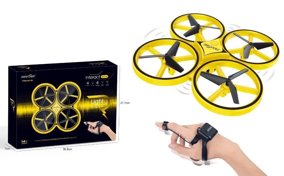 

2019 Hot Interactive RC Helicopters Intelligent Remote Control Quadcopter 4DWatch LED Drone Gravity Sensor For Beginner Level