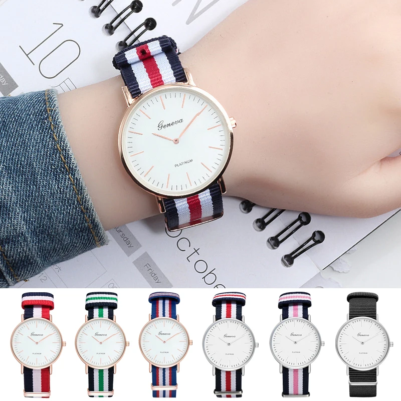 

New Simple Couple Quartz Watch Men Luxury Fashion Casual Dress Women Watches Nylon Canvas Strap Wristwatches Clock Reloj Hombre