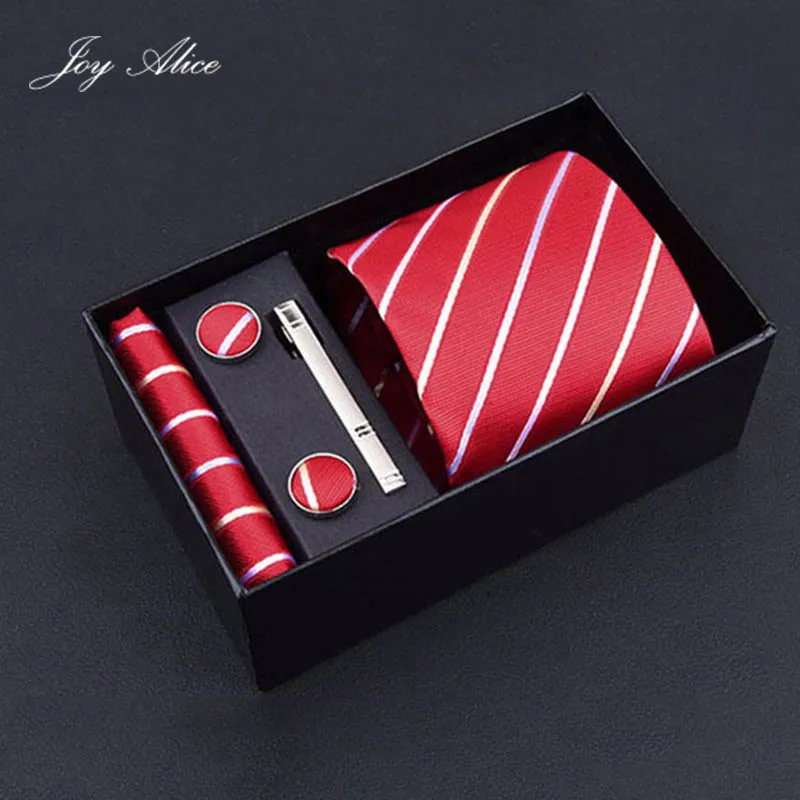 8 см мужские галстуки, новые мужские полосатые галстуки, жаккардовые галстуки, платок и запонки, набор галстуков для мужчин, подарочная коробка - Цвет: A8027