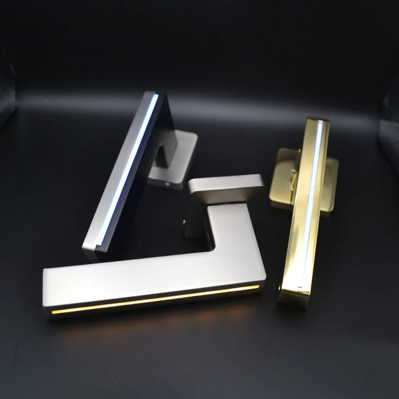  New Black Interior Door Lock LED Light Door Handles for Bedroom Mechanical Lock With Light - 33036660979