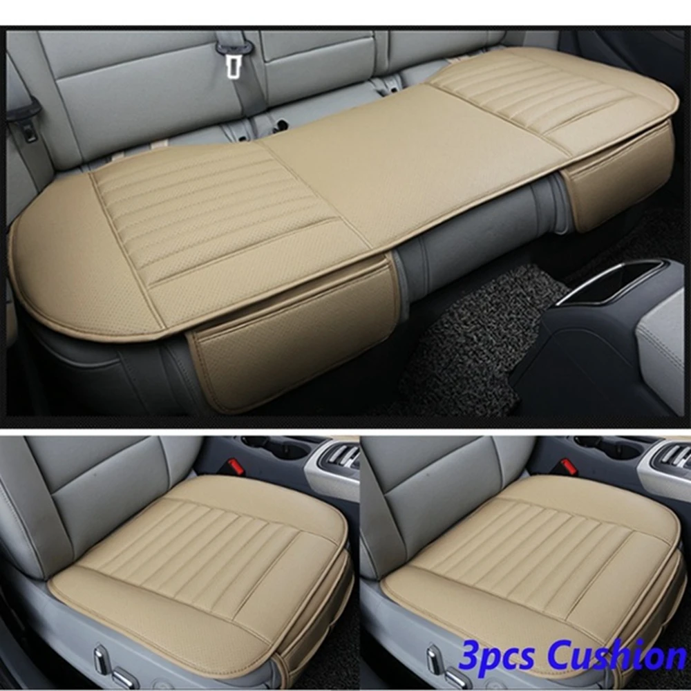 

Front & Rear Car Seat Cover Breathable Bamboo Pad Mat PU Leather for Auto Chair Cushion