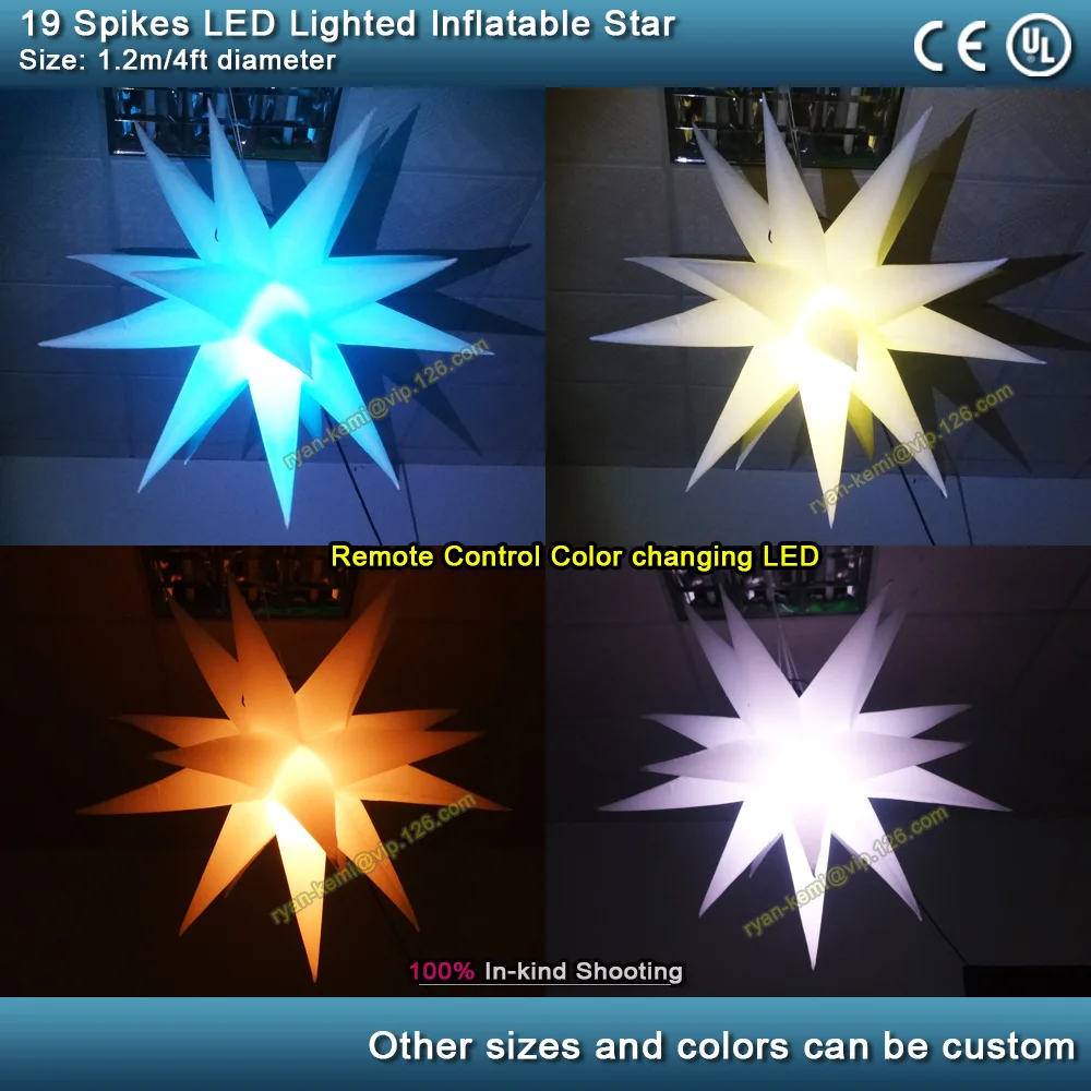 19 spikes LED lighted inflatable star party events bar club stage decoration inflatable star wedding balloon hanging up use