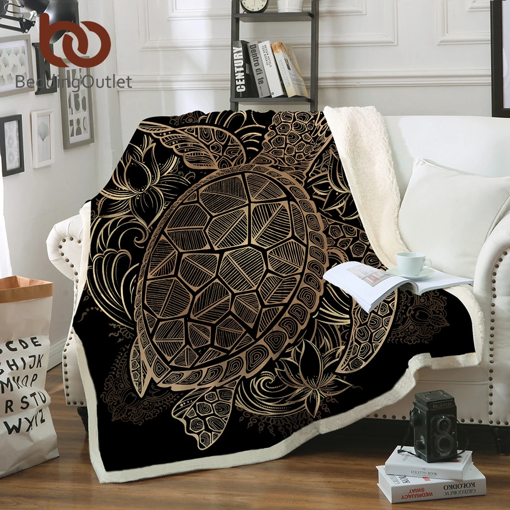 BeddingOutlet Animal Golden Tortoise Velvet Plush Throw Blanket Turtles