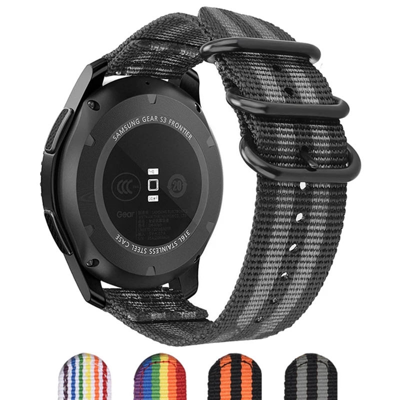 Ремешок нейлоновый для наручных часов полосатый Радужный холщовый сменный