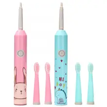 IPX7 Водонепроницаемая электрическая ультразвуковая щетка для чистки мягких волос, зубная щетка для ухода за полостью рта для детей, электрическая зубная щетка