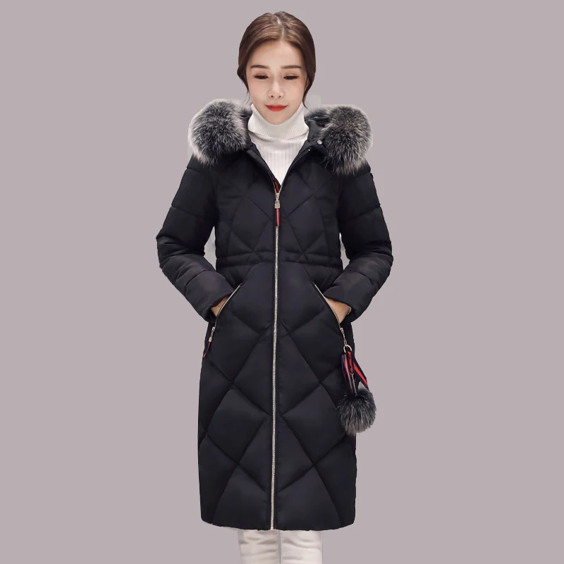 

jaqueta feminina Cotton coat fur collar warm emagrecer silver winter jacket quilted cocoon parka women manteau femme kaban veste
