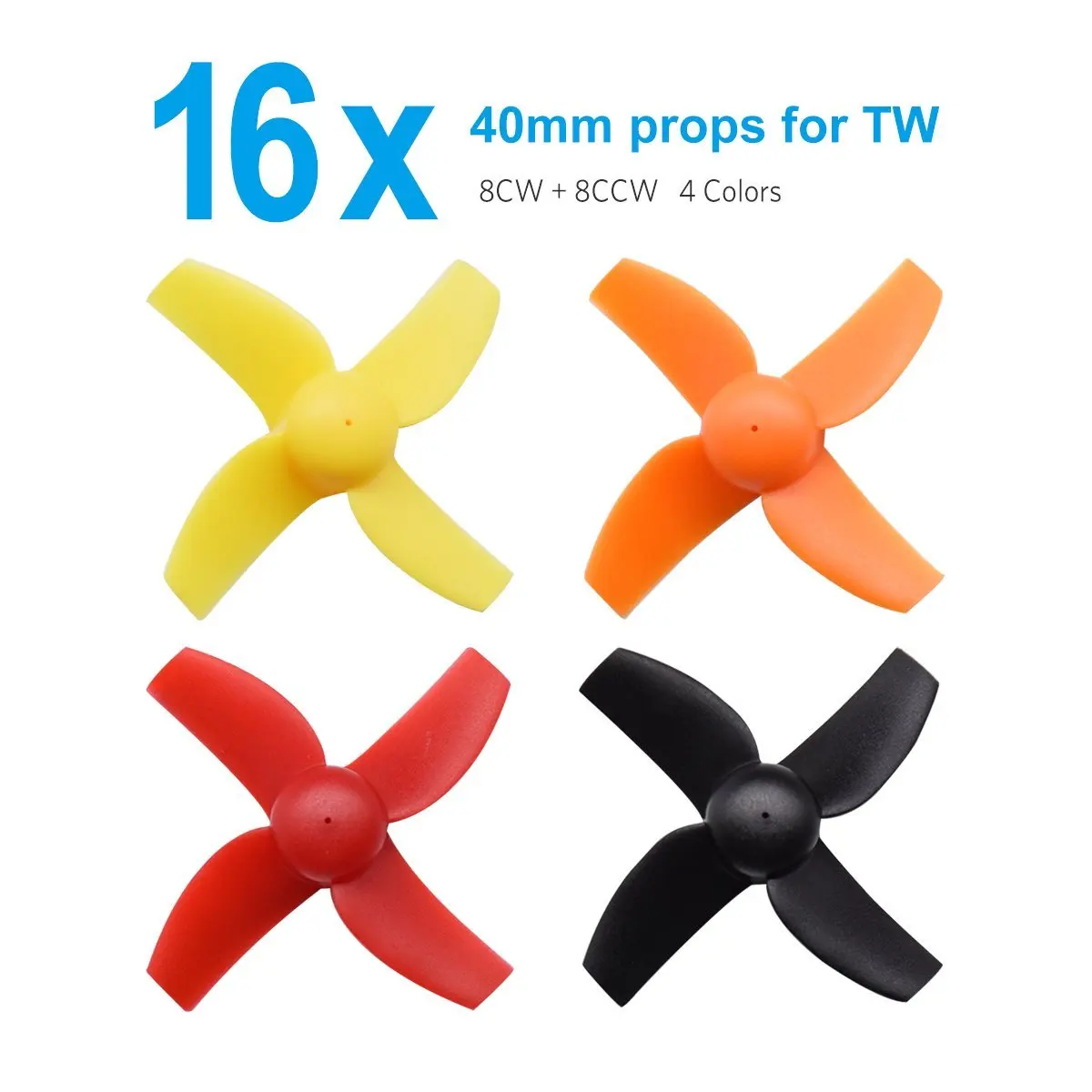 

16pcs 40mm 4-blade Micro Whoop Propellers with 1.0mm Shaft for Inductrix FPV Plus Kingkong Tiny 7 etc