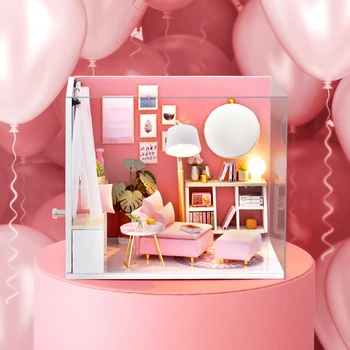 

with Music Led Wooden Doll House Bedroom Furniture Miniature Dollhouse Furniture Kit Toys for Children Birthday Gift for Girls