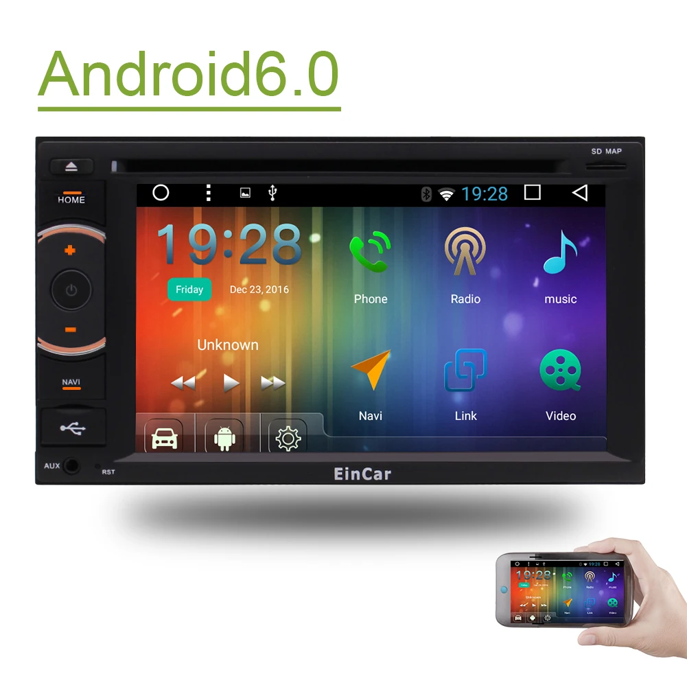 Flash Deal Android6.0 Quad core Car Stereo in Dash Double DIN DVD Player multi-touch screen 16G ROM 1080P Video Navigation 3D Map WIFI+CAM 5