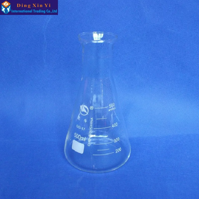 Стеклянная колба Erlenmeyer объемом 500 мл (4 шт./лот) стеклянная коническая для