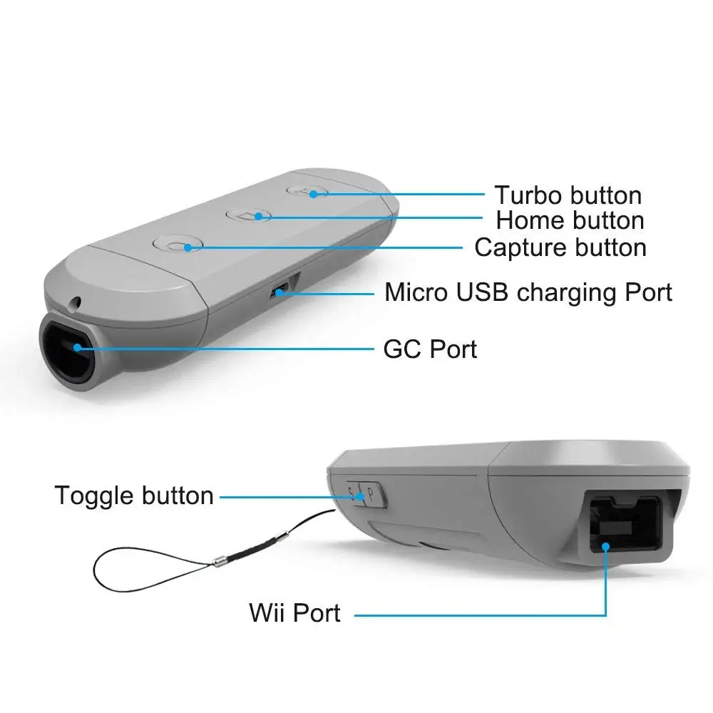 Беспроводной адаптер Mini GC совместимый с Gamecube/Nintendo/NES/SNES Classic Controller для Nintendo и ПК