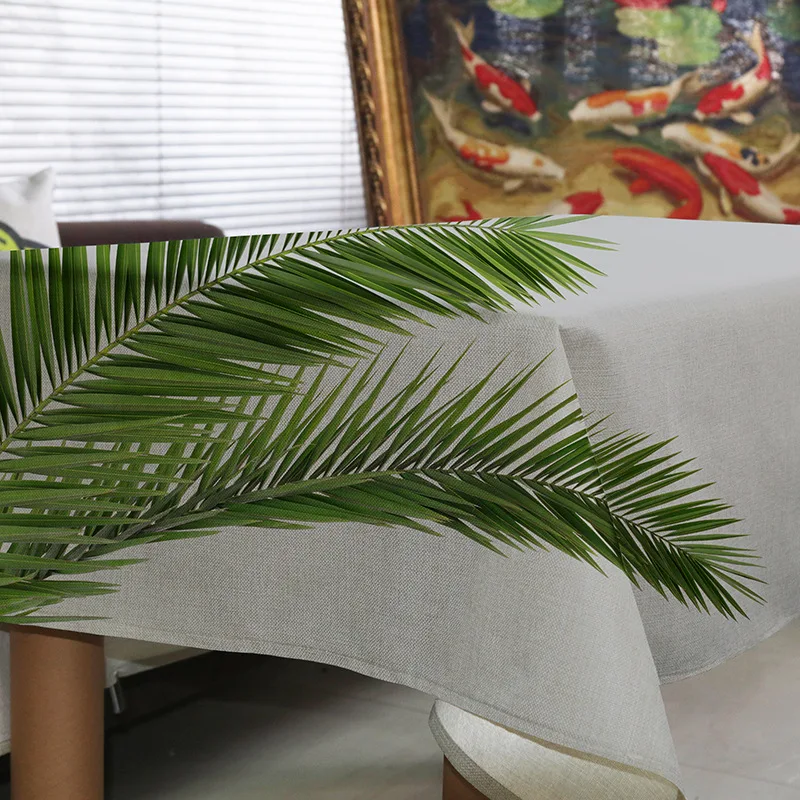 

Tablecloth Tropical plants green leaves house restaurant wedding home decorations Picnic mat on the table round table for gift