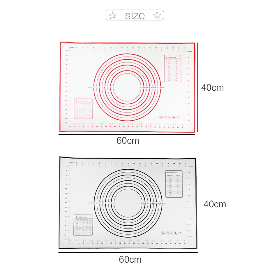 Silicone Mats Baking Liner Silicone Oven Mat For Dough Rolling Fondant Test Non Stick Mats Baking Sheet Pastry Pad Big sizes     (3)