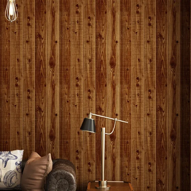 Envío gratuito papel pintado de madera imitación madera tablero techo
