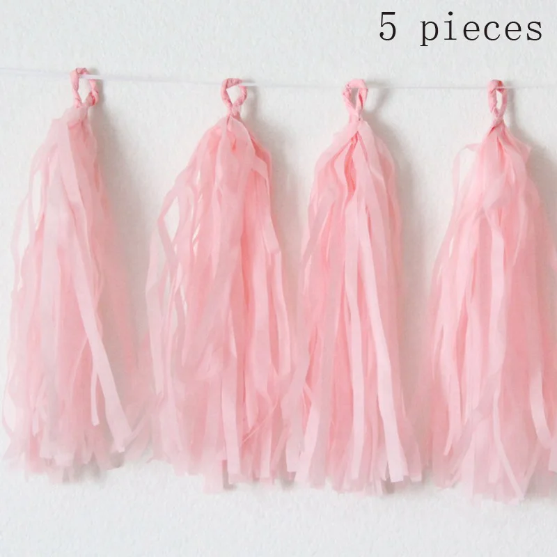 QIFU, Деревенское свадебное украшение, свадебное украшение для свадьбы, вечерние украшения, свадебный душ, свадебные украшения, принадлежности для детского душа - Цвет: 5 pcs Tassel Pink