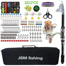 Рыболовная Катушка комбо с Полный комплект рыболовных принадлежностей телескопическая удочка из углеродного волокна с линия рыболовных крючков