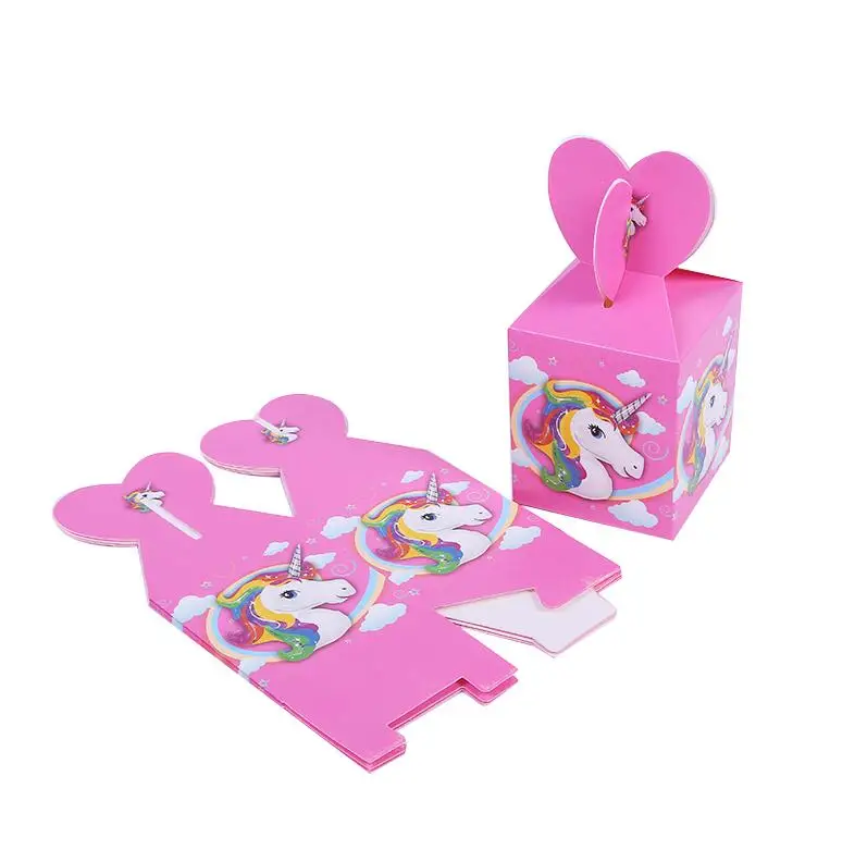 6pcslot unicorn print candy box theme party supplies loading gift loot