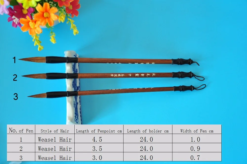 3 шт./компл. Китайская каллиграфия Кисточки ласка волос рисунок Кисточки с ручкой занавес Акварель Кисточки ручка товары для рукоделия