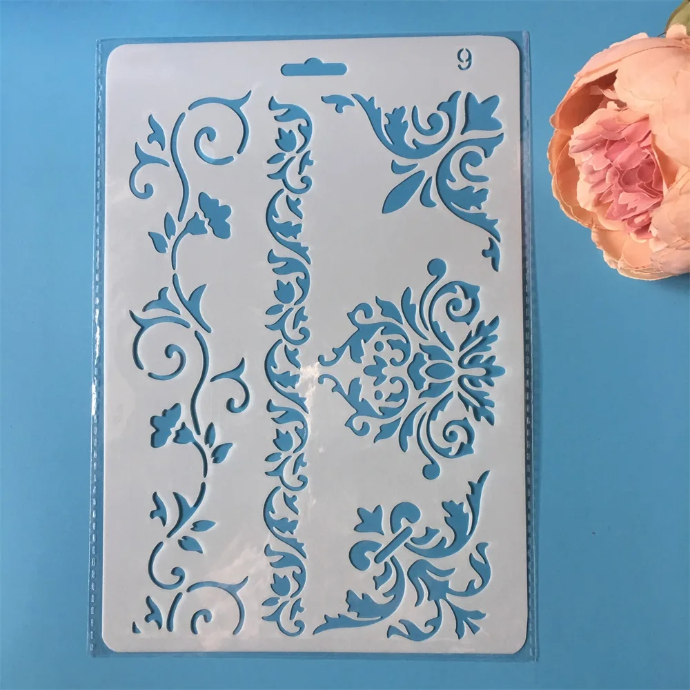 

1Pcs 26cm Floral Frame Edge DIY Craft Layering Stencils Painting Scrapbooking Stamping Embossing Album Paper Card Template