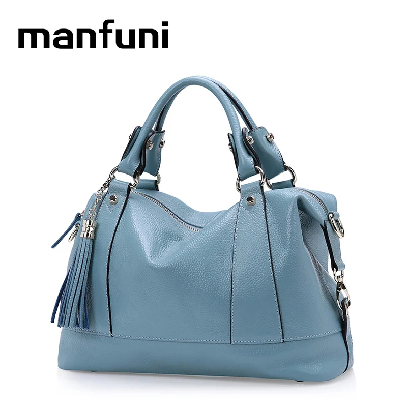 

MANFUNI 2018 Genuine Leather Handbags Luxury Casual Tote Messenger Bags Top Leather Female Shoulder Bags Fashion Travel Bag 0541