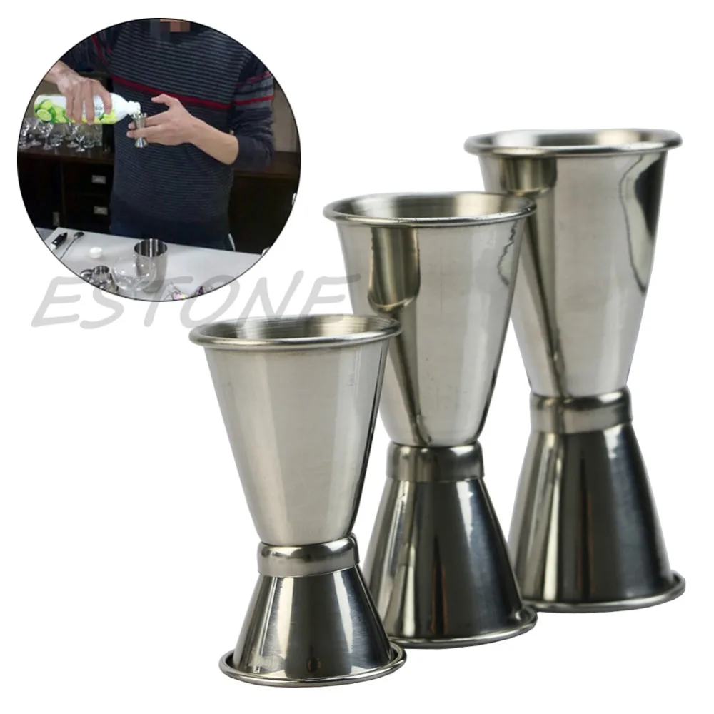 

3 Size Jigger Single Double Shot Cocktail Wine Short Measure Cup Drink Bar Party JJ2834