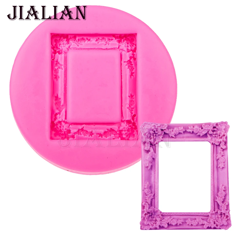 

Hot Selling Big Retro frame Silicone Mold chocolate Fondant moulds baking DIY party cake Decorating Tools Free Shipping T0484