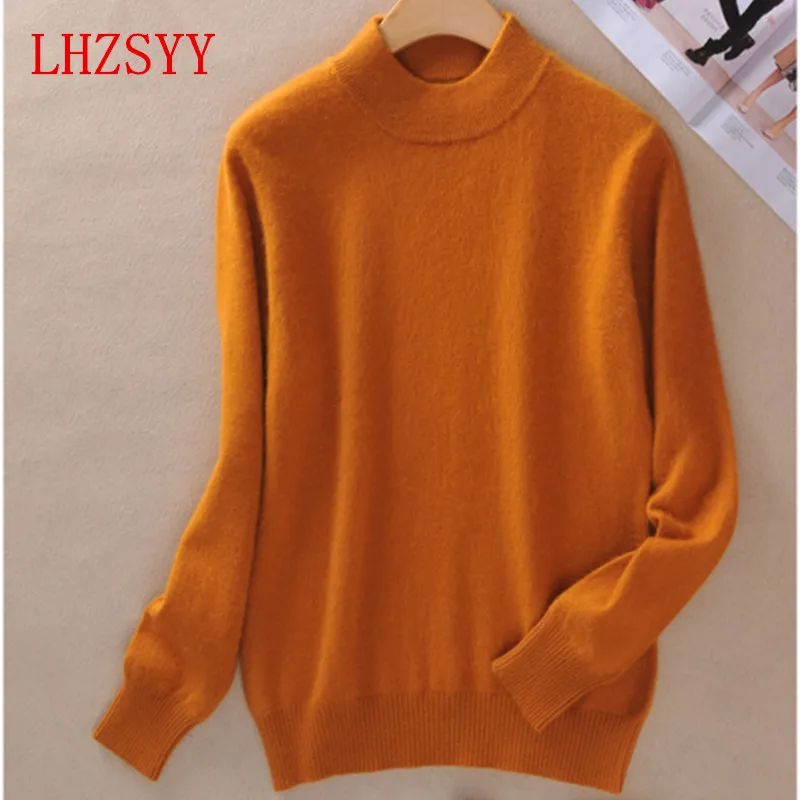 Fall winter NEW female half high round neck Cashmere Blending Sweaters Slim Loose hedging Sweater knit  bottoming Wool Sweater