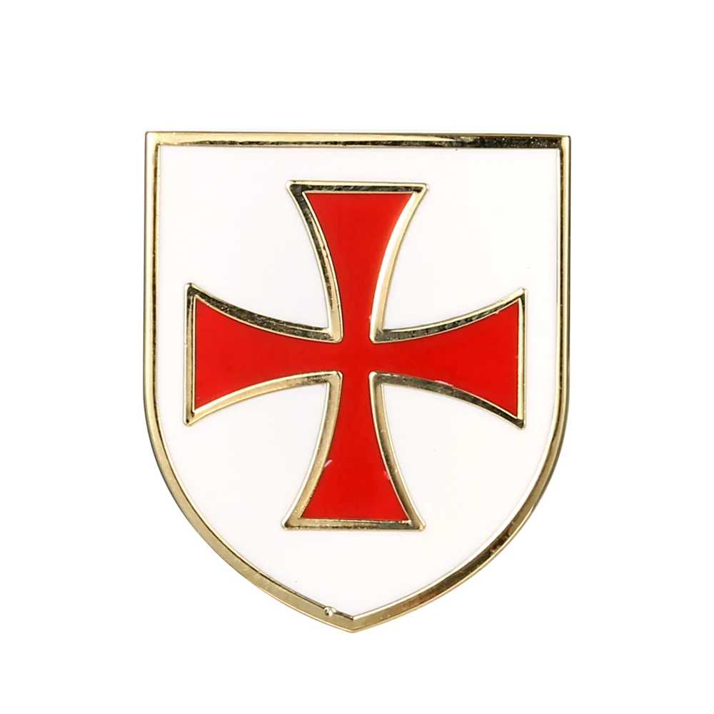 

Freemason Masonic Mason Lapel Pin Christian Army Crusader Knights Templar Red Cross White Shield Pins and Badges Brooches