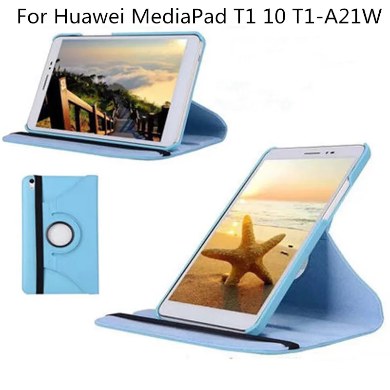 

For Huawei Media Pad T1 10 T1-A21W T1-A21L T1-A23L 9.6" Tablet Case 360 Rotating Bracket Flip Stand Leather Cover