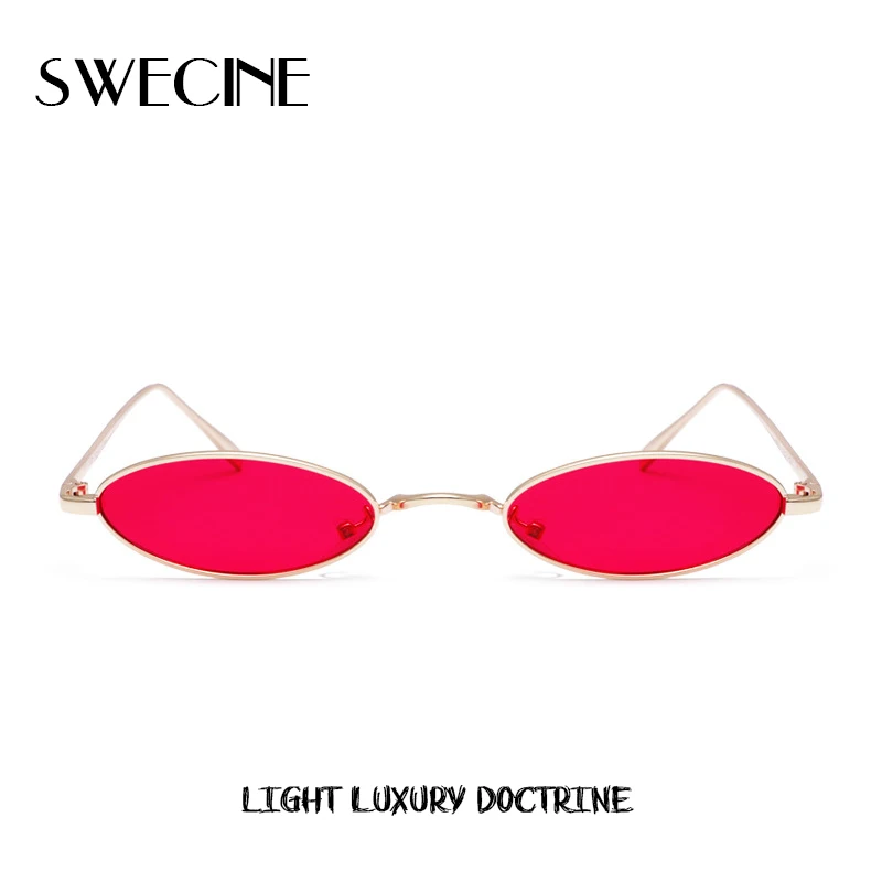 

SWECINE Oval Sunglasses Small Round For Women Rihanna Fashion Tinted Red Men Glasses Ladies Vintage Eyeglasses Yellow Eyewear