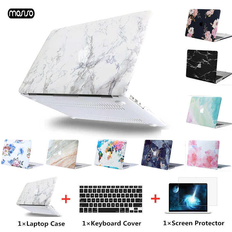 

MOSISO Laptop Case For Apple MacBook Air Pro Retina 11 12 13 15 Hard Laptop Cover Case For new macbook Air 13 + Keyboard Cover