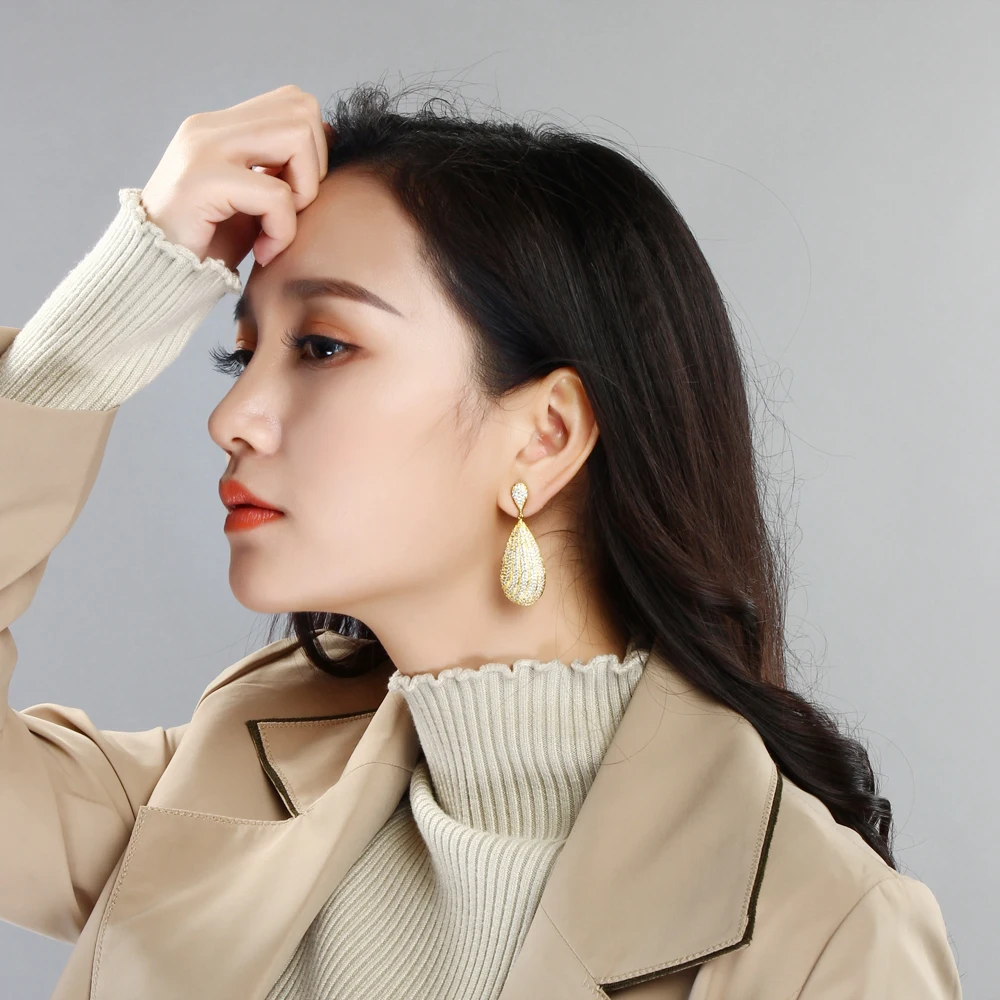 Big water drop Earrings for party oorbellen aretes jewelry accesorios tiny Cubic Zirconia  white large earring