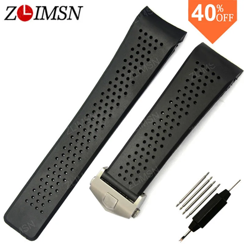 ZLIMSN Rubber Watchbands 22mm 24mm Sport Watch Bands Black Diving