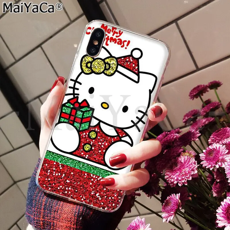 MaiYaCa hello kitty Merry Christmas мягкий резиновый Прозрачный чехол для телефона для Apple iPhone 8 7 6 6S Plus X XS MAX 5 5S SE XR