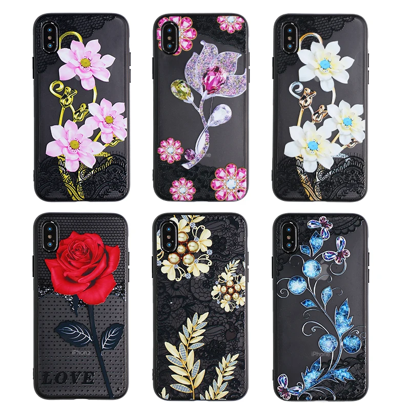 Lace Cell Phone Cases for IPhone 6s 7 8 Pluls X XS MAX XR Floral Case Soft TPU Silicone Fitted Mobile Covers Accessories | Мобильные