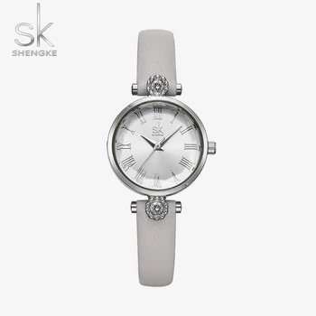 

Shengke Luxury Women Watch Crystal Dial Decoration Quartz Clock Waterproof Leather Strap Ladies Wristwatches Relogio Feminino